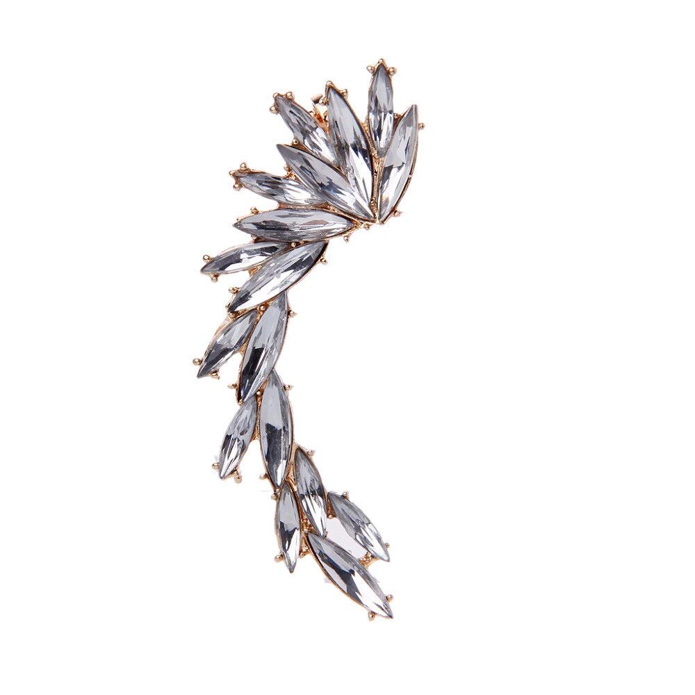 Harva Shiny Stud Ear Crawler - Full Rhinestone Ear Cuff Wrap Earring for Women | Elegant Party, Wedding & Evening Jewelry Accessory