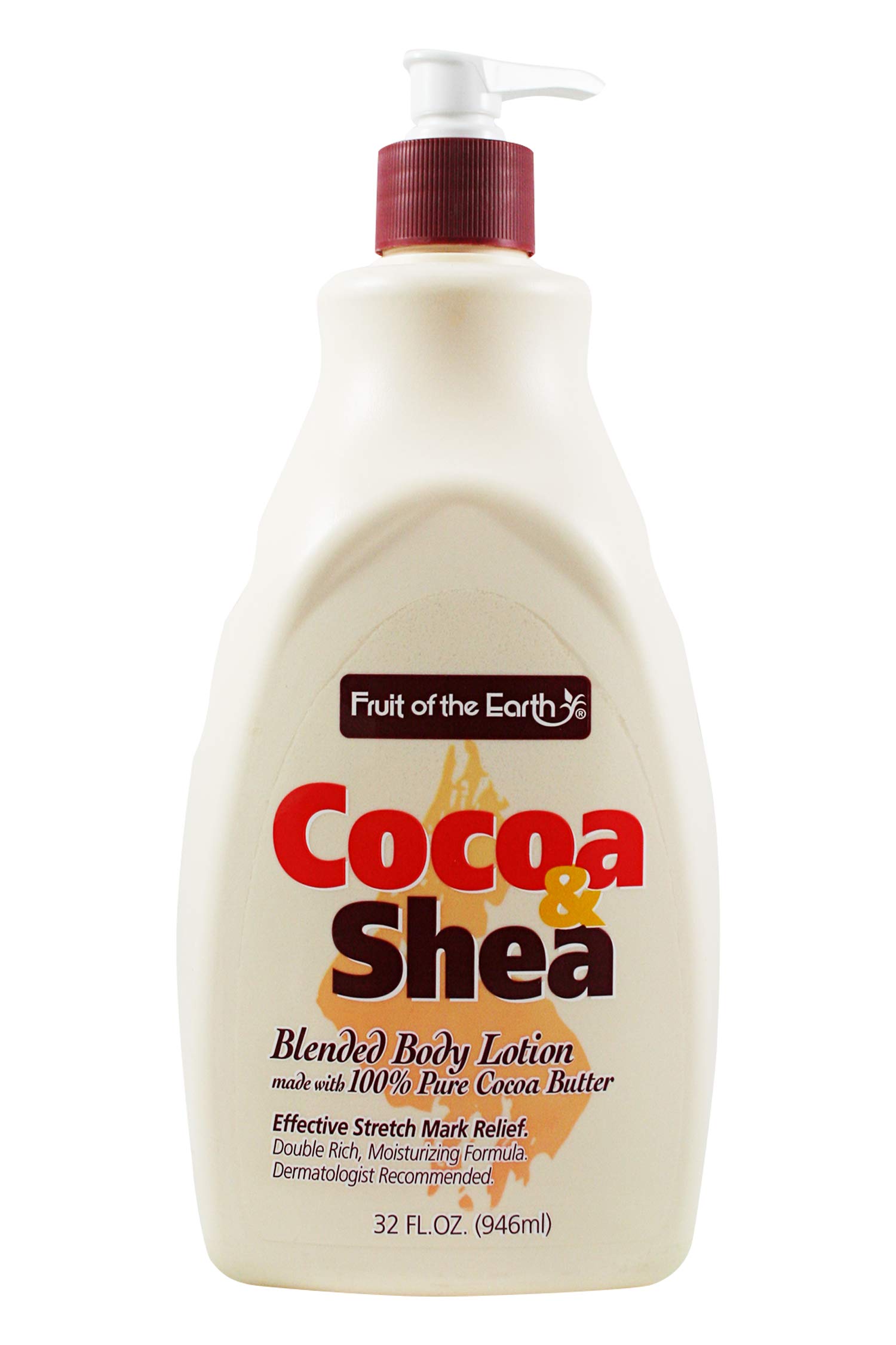 Fruit of the Earth Cocoa & Shea Butter Body Lotion - 32oz Pump Bottle for Dry Skin, Moisturizing & Nourishing - Perfect for Daily Hydration, After Shower & Winter Care