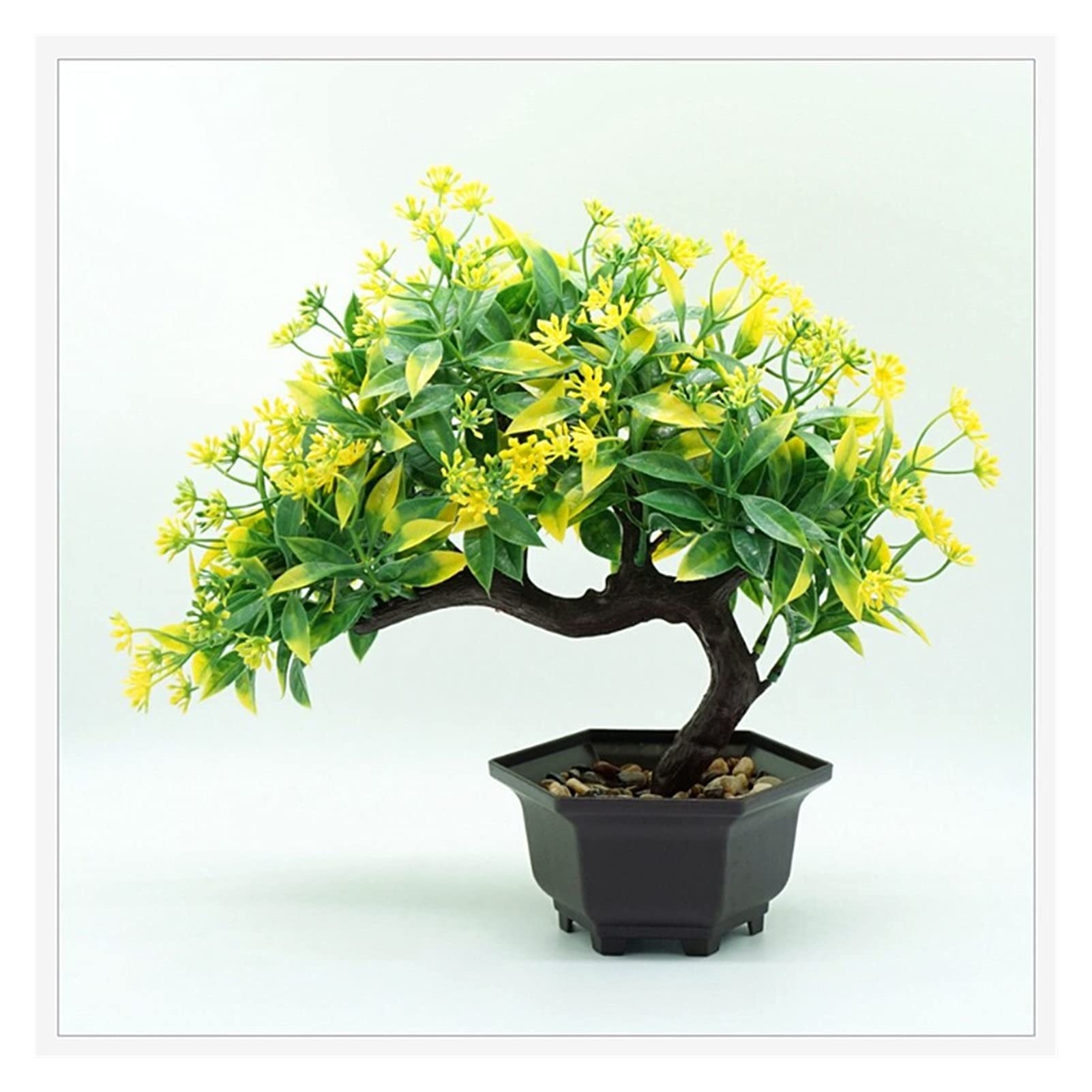 ZLASS 11 Inch Artificial Bonsai Tree - Realistic Fake Potted Plant for Desk, Home & Office Decor - Low Maintenance Indoor/Outdoor Faux Plant for Living Room, Hotel Lobby & Wedding Centerpieces (Color: C)