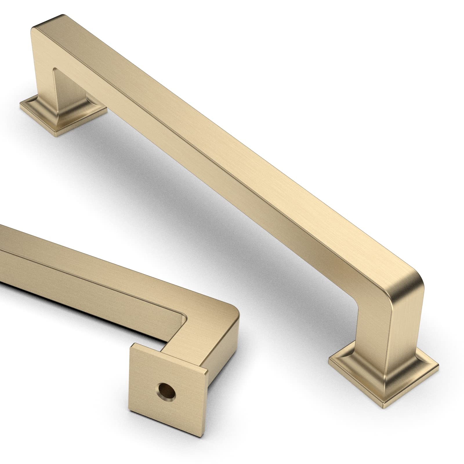 Asidrama 6 Pack 5 Inch (128mm) Brushed Brass Kitchen Cabinet Handles - Gold Cabinet Pulls & Drawer Hardware for Modern Kitchens, Wardrobes & Furniture (Perfect for Home Renovation & DIY Projects)