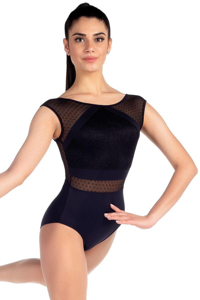 So Danca Women's Dance Leotard with Diamond Mesh Inserts - Stretch Ballet Tank Top for Ballet, Jazz, Contemporary & Performance (Black, Medium) | Perfect for Dance Classes, Recitals & Stage Performances
