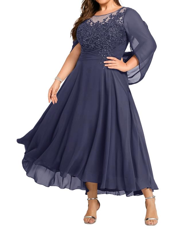 Elegant Plus Size Lace Mother of The Bride Dress with Detachable Cape - Formal Wedding Guest Gown for Special Occasions, Church Ceremonies & Evening Events