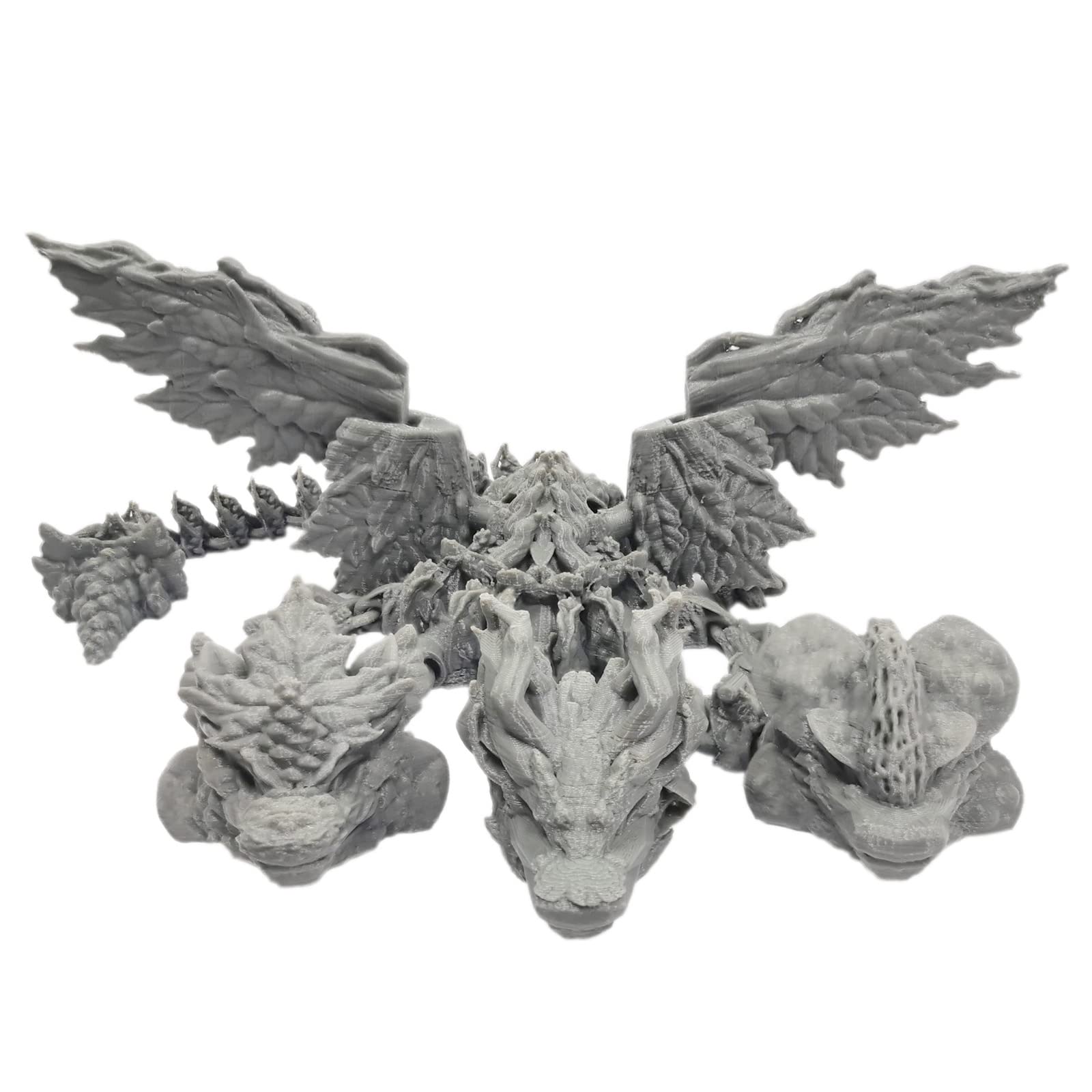 3D Printed Three-Headed Dragon Figurine - Movable Collectible for Home Decor & Stress Relief