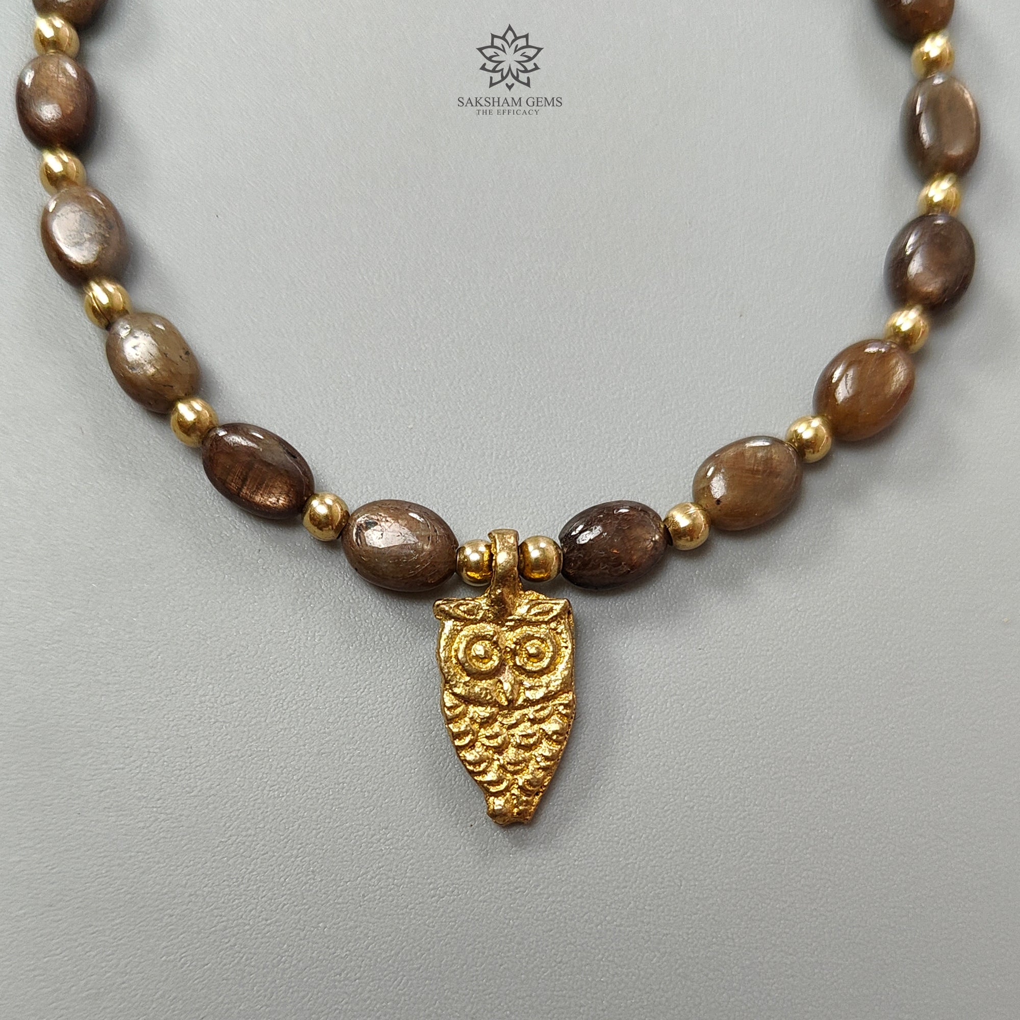 Golden Brown Chocolate Sapphire Beads Bracelet - 43.40cts Natural Untreated Oval Sapphire Brass Jewelry (7x5mm, 6.3