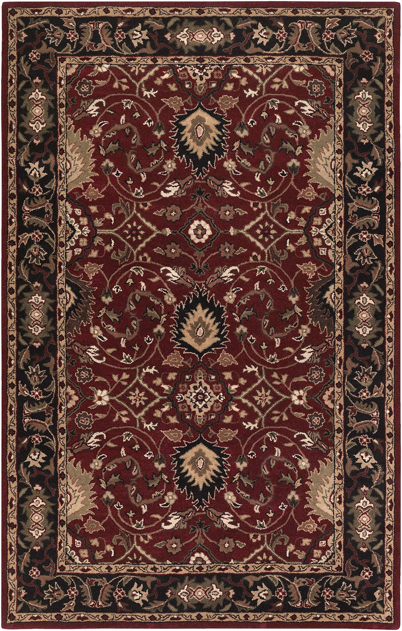 Hauteloom Encinitas Wool Area Rug for Living Room & Bedroom - Traditional Black, Beige, Purple 2' x 3' - Soft & Durable Handmade Rug for Home Decor, Cozy Floor Covering