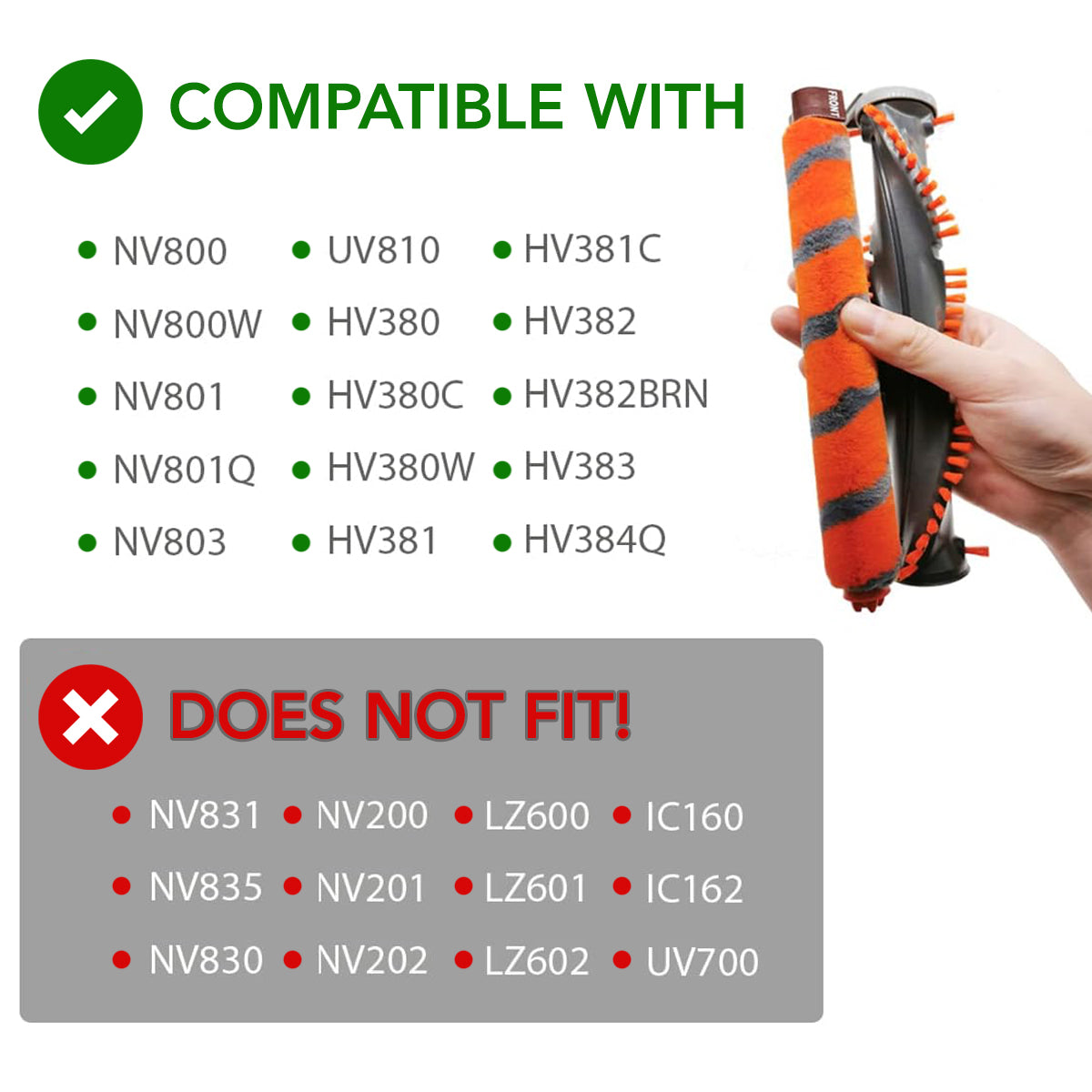 MaximalPower Replacement Roller Brush Compatible with Shark NV800 NV800W NV801 NV803 NV801Q NV803 UV810 HV380 HV381 HV382 HV383 HV384 HV384Q DuoClean Vacuum Cleaners - Perfect for Pet Hair, Hard Floors & Carpet Cleaning