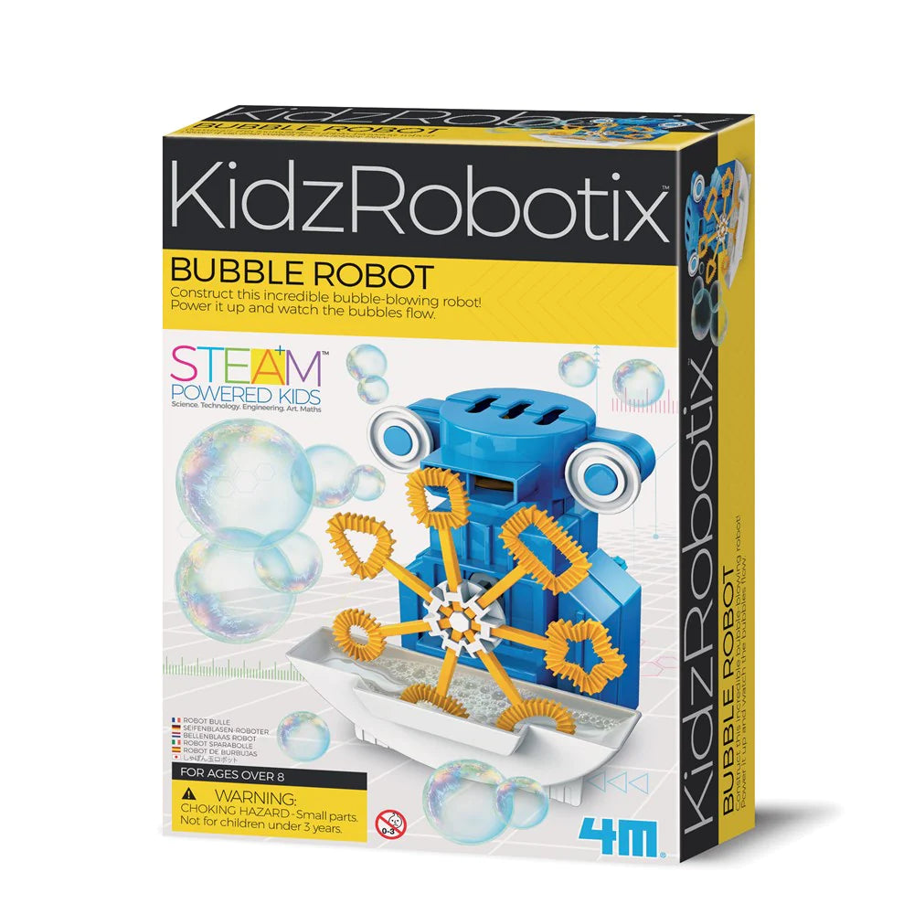 4M KidzRobotix Bubble Robot - STEM Science Toy for Kids Ages 8+ | Build Your Own Bubble Blowing Robot | Fun Educational Robotics Kit for Home & Classroom Science Experiments