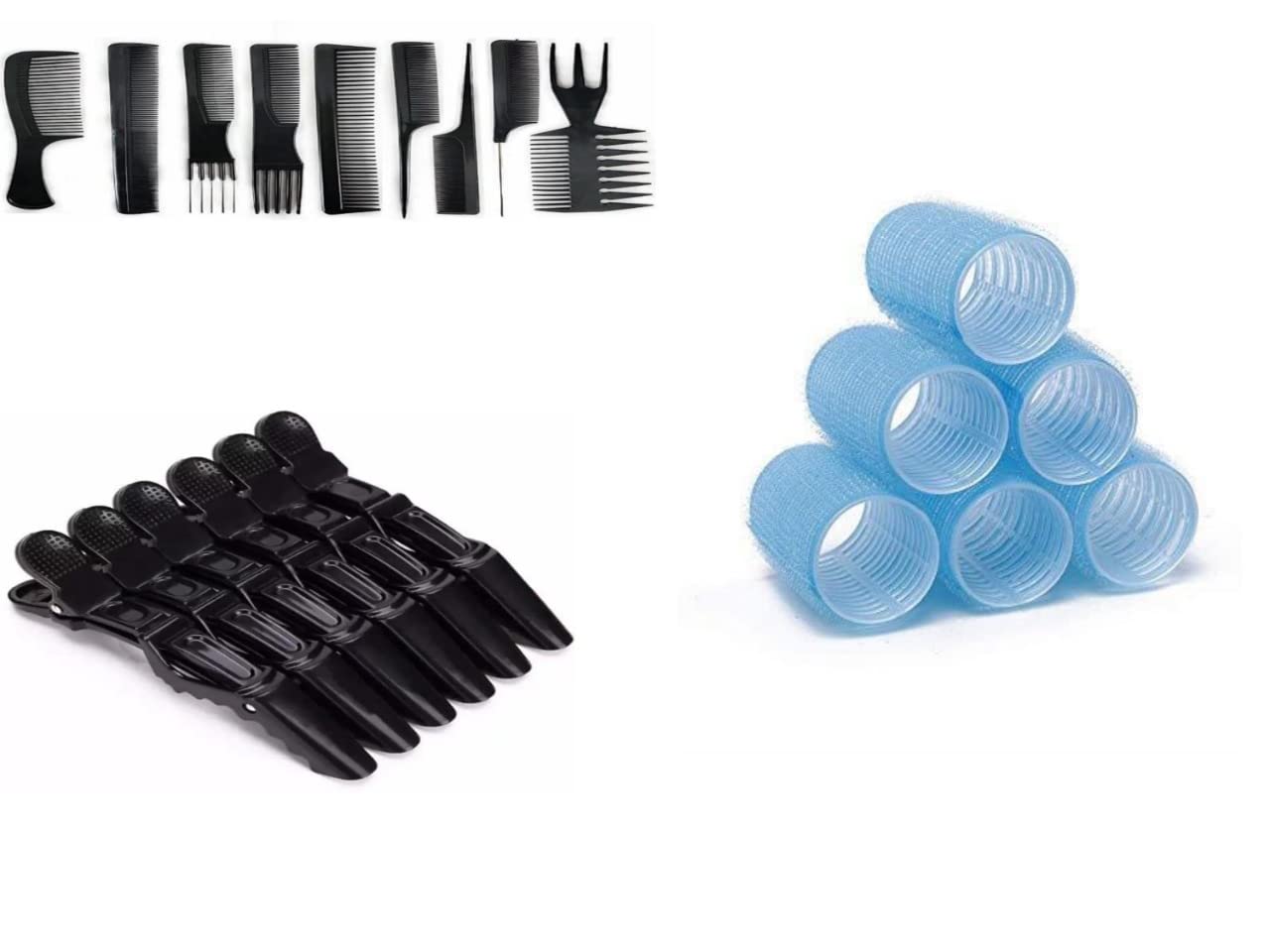 Professional Salon Hair Cutting Accessories Set - Hair Curler Rollers, Hair Care Combs & Hair Clips for Styling & Grooming | Perfect for Salons, Parlors & Home Hair Care