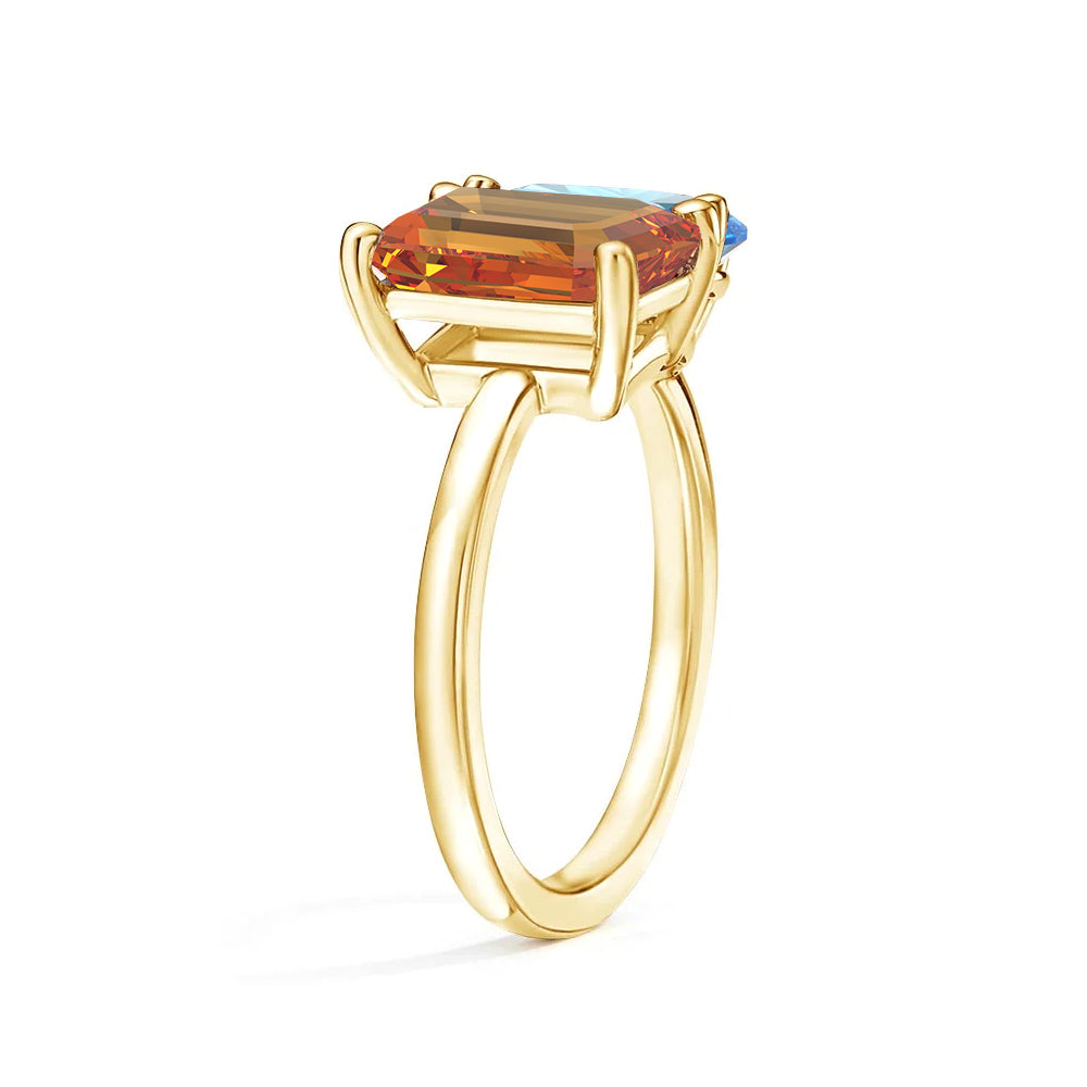 Personalized Citrine Toi et Moi Anniversary Ring - Custom Birthstone Jewelry for Couples, Gift for Her, Wedding Band, Romantic Present for Valentine's Day or Anniversary