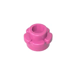 Gobricks GDS-1436 60-Piece 1x1 Round Plate with Flower Edge (5 Petals) - Dark Pink Building Blocks Compatible with Lego 24866 & Major Brick Brands | DIY Crafts, Model Building, Educational Toys for Kids & Adults