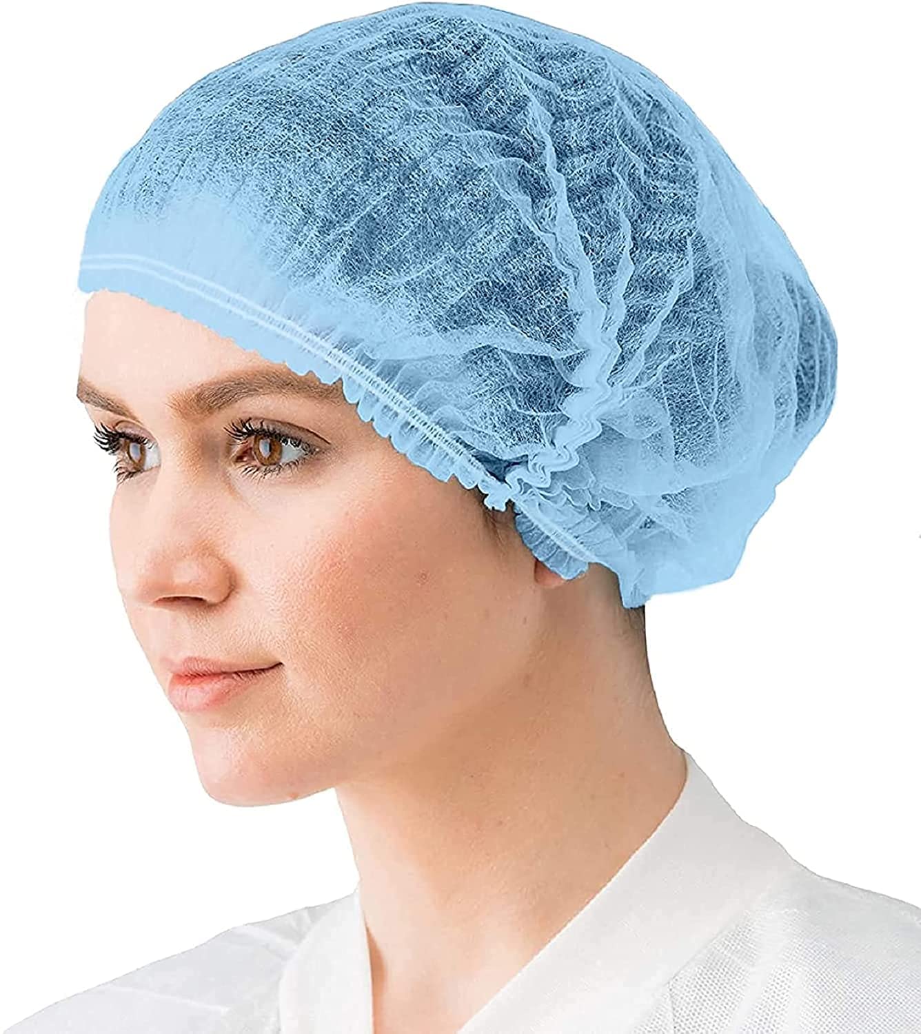 50 Pcs Disposable Super Moon Bouffant Caps - Soft & Breathable Hair Nets for Food Service, Healthcare & Salon Use