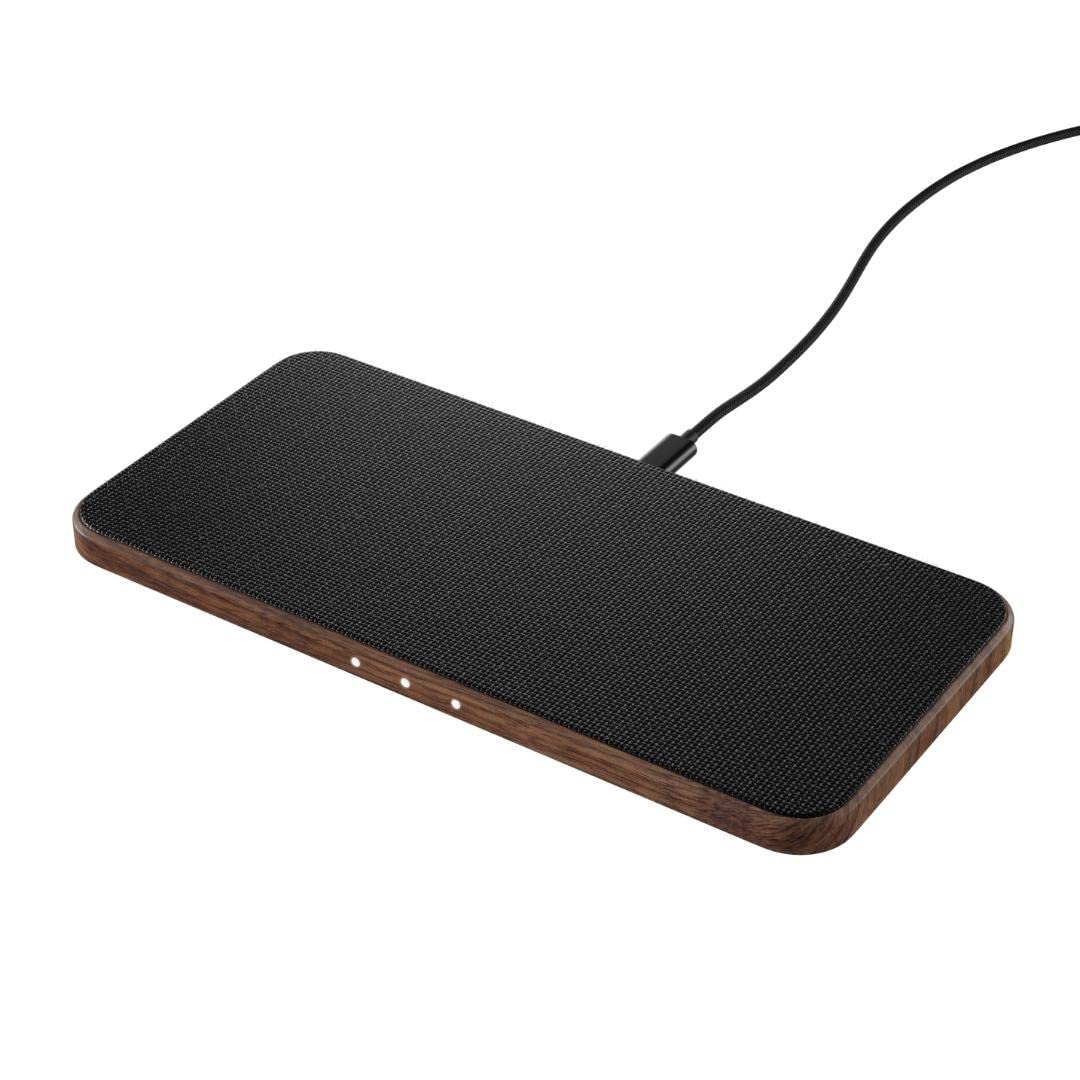 Wooden Wireless Charging Station - 3-in-1 Qi-Certified Fast Charger for iPhone, Samsung & AirPods - Natural Walnut Wood Multi-Device Charging Pad - Perfect for Bedside, Office & Travel Use