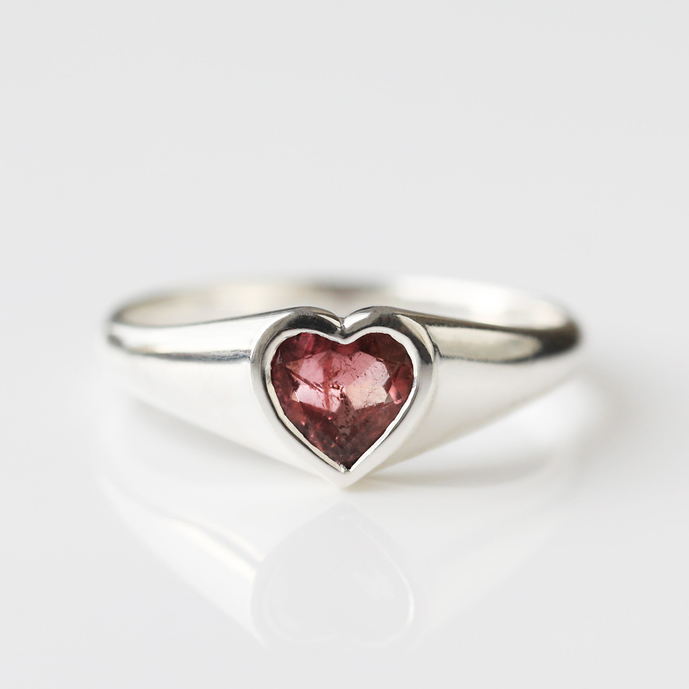 Elegant Tourmaline Heart Signet Ring for Women - Sterling Silver Jewelry Gift for Her - Perfect for Valentine's Day, Anniversary & Special Occasions