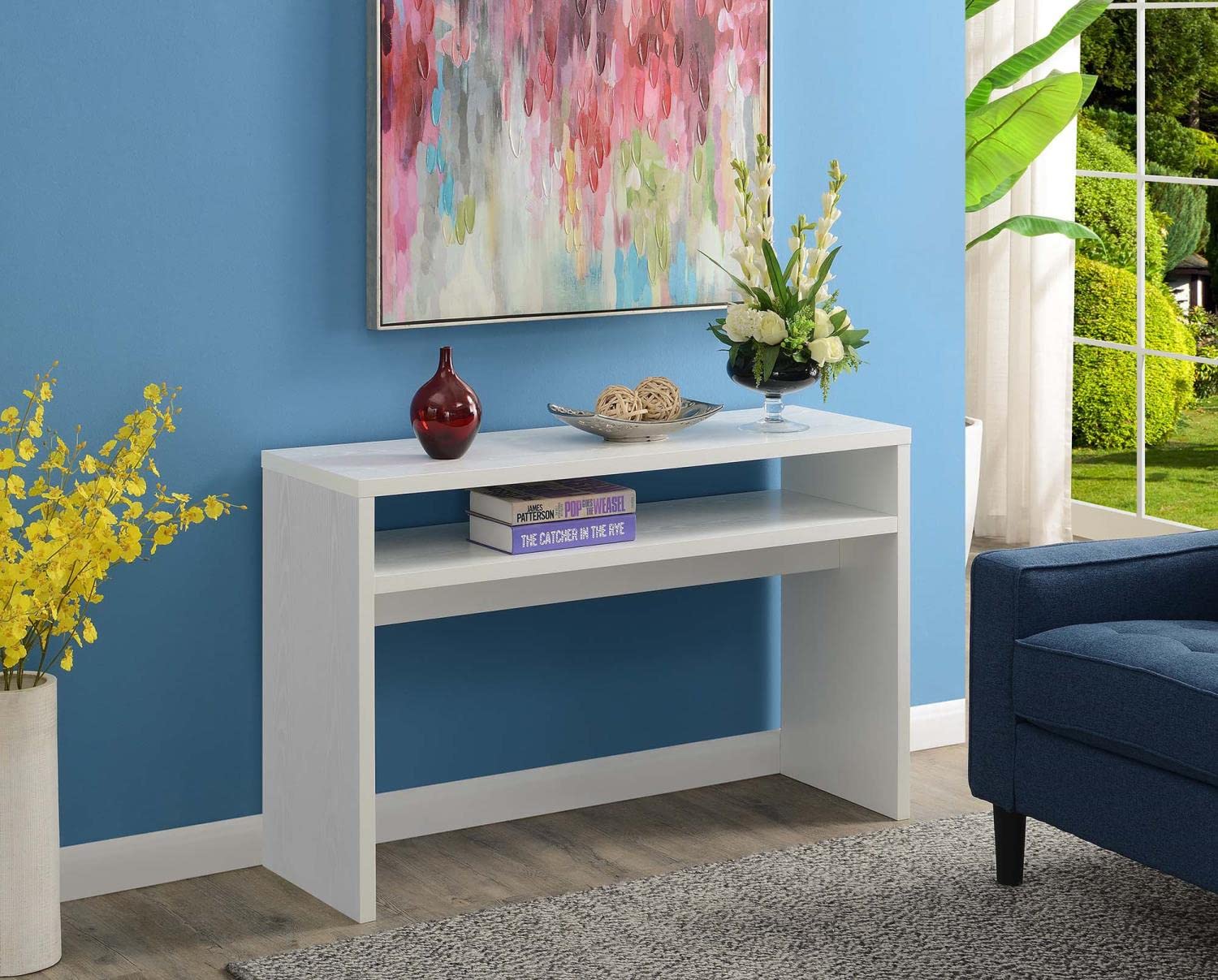 Convenience Concepts Northfield Deluxe Console Table - White Entryway Sofa Table for Hallway, Living Room & Bedroom Decor