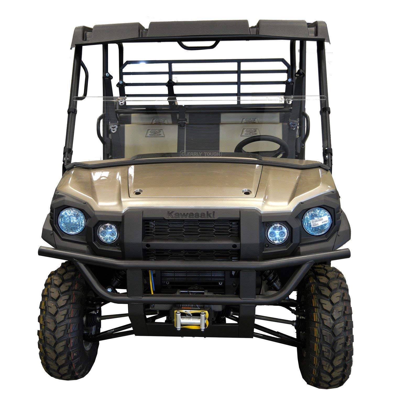 Kawasaki Mule Pro FX FXT DX DXT FXR Half Windshield - Scratch Resistant Polycarbonate with Hard Coat - Quick Install & Removal - Made in USA - Perfect for Off-Roading, Hunting & Farm Work