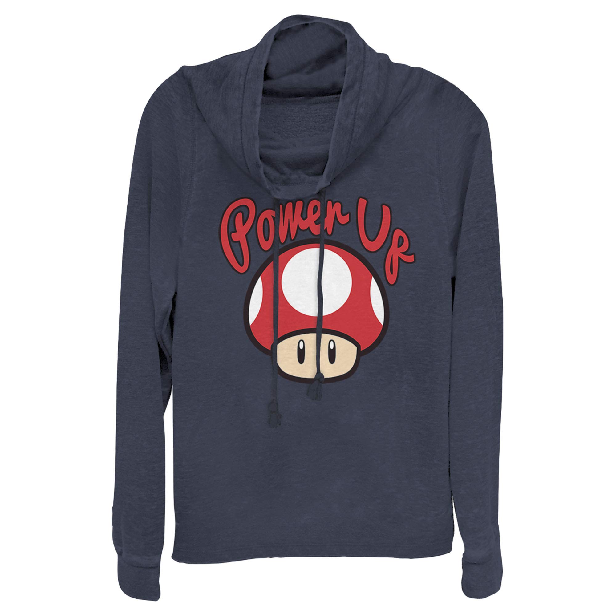 Junior's Nintendo Power Up Mushroom Cowl Neck Sweatshirt | Super Mario Inspired Gaming Hoodie for Kids & Teens | Perfect for Cosplay, Gaming Events & Casual Wear