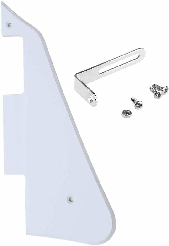Les Paul Electric Guitar Pickguard Bracket Set with Chrome Hardware - White 1 Ply Pickguard Replacement Part for LP Guitars | Perfect for DIY Guitar Repair & Customization