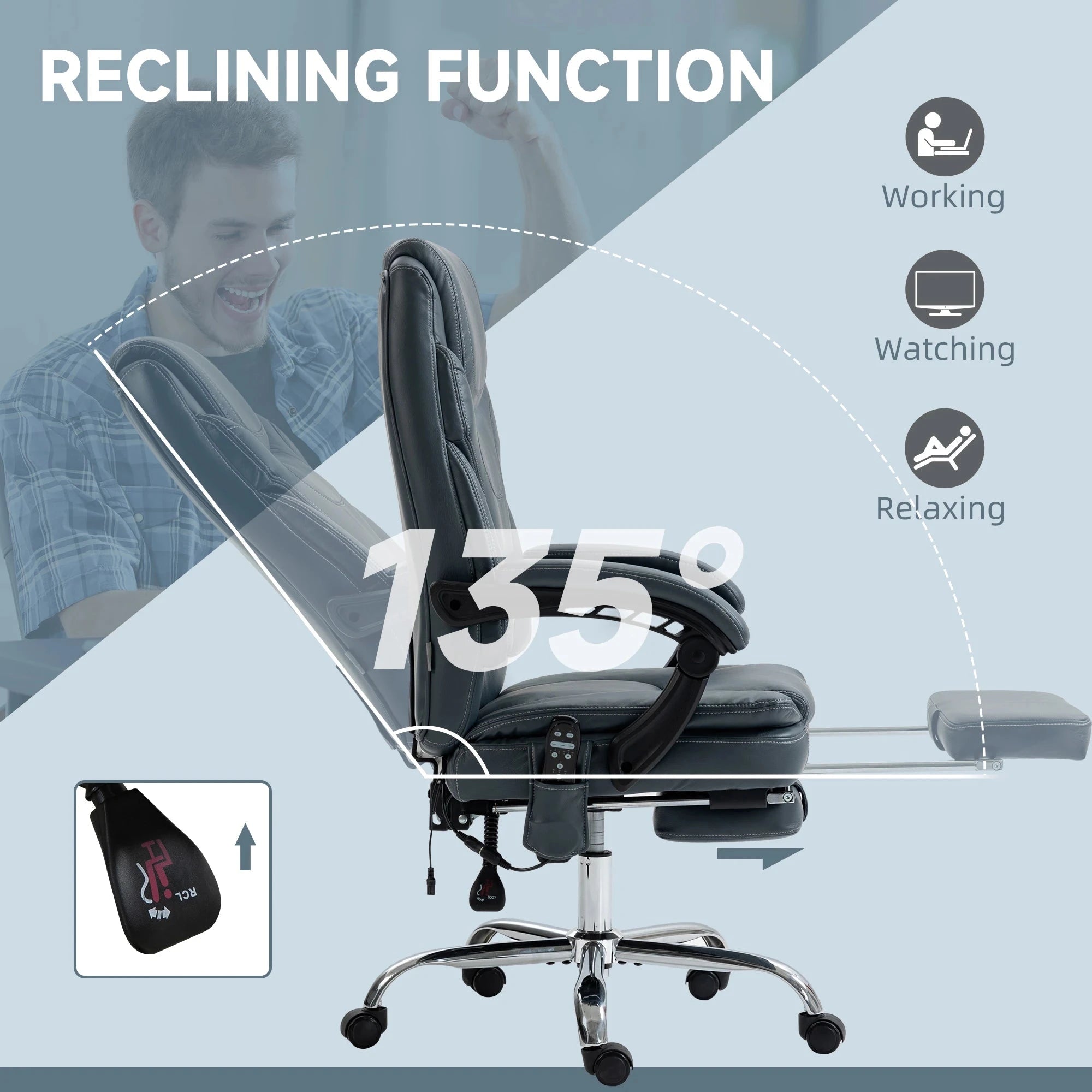 Premium Faux Leather Heated Massage Office Chair with 6-Point Vibration System - Black & Brown Options - Perfect for Home Office, Gaming, and Relaxation
