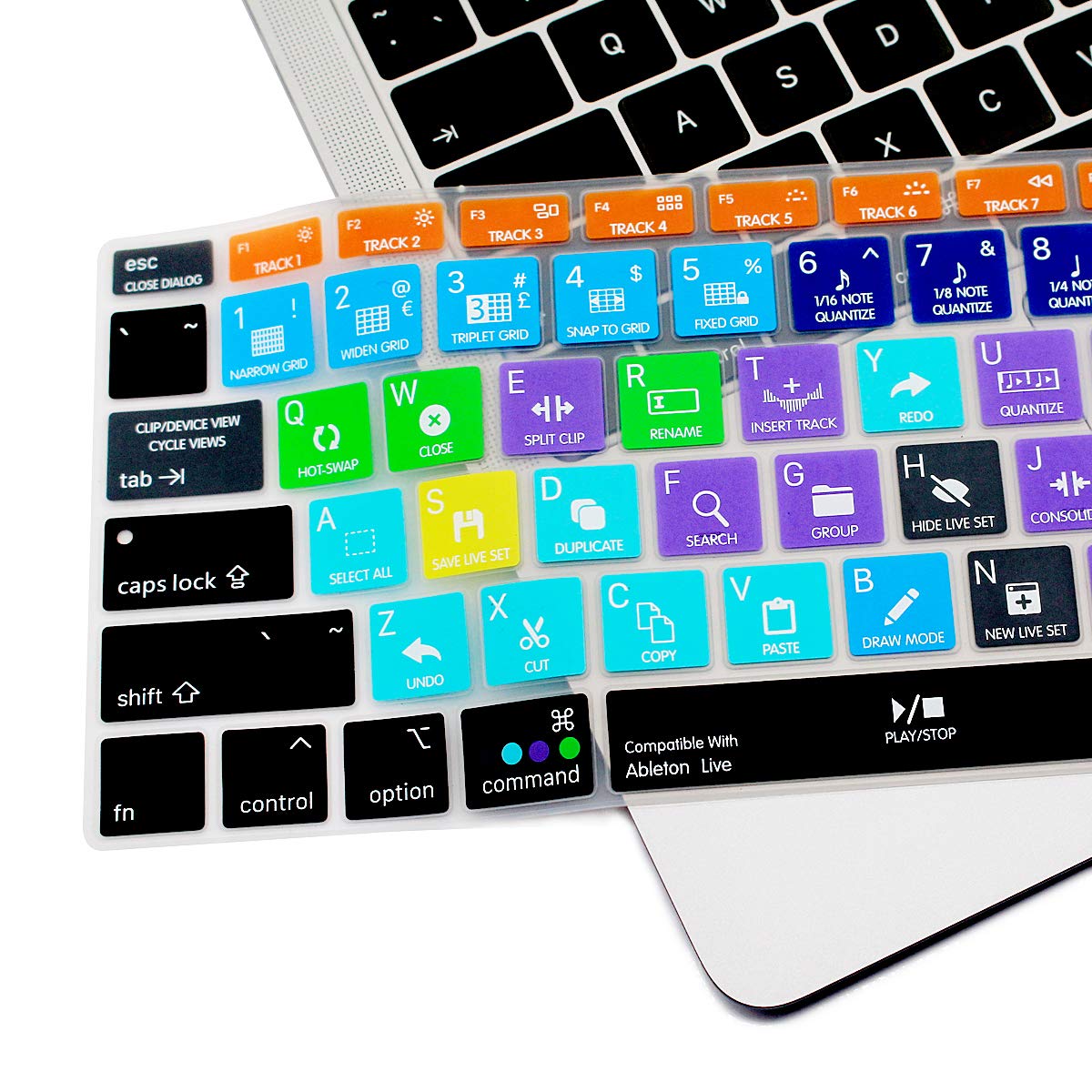 HRH Shortcut Hotkey Silicone Keyboard Cover Skin for MacBook Air 13 Inch 2018 (Model A1932) with Retina Display & Touch ID - EU/US Layout - Compatible with Ableton Live - Perfect for Music Production & Office Work
