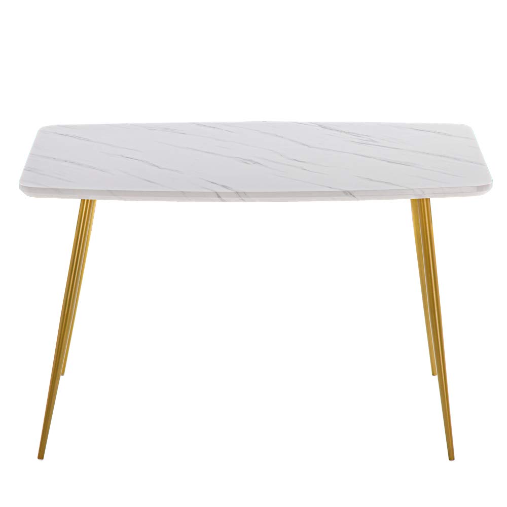 White Marble Dining Table 120x74x76cm - Modern Kitchen & Dining Room Table for Small Spaces | Elegant Home Furniture for Family Gatherings & Dinner Parties