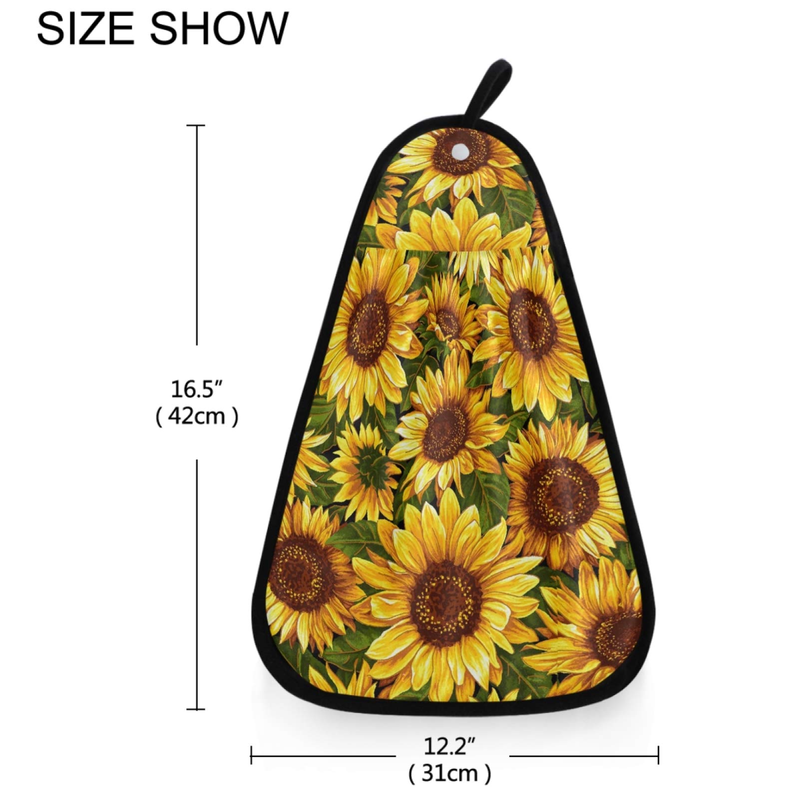 Visesunny Retro Sunflower Hand Towel - Soft Absorbent Cotton Dish Towel with Hanging Loop for Kitchen & Bathroom Decor | Perfect for Cleaning, Drying & Decorating (Set of 1)