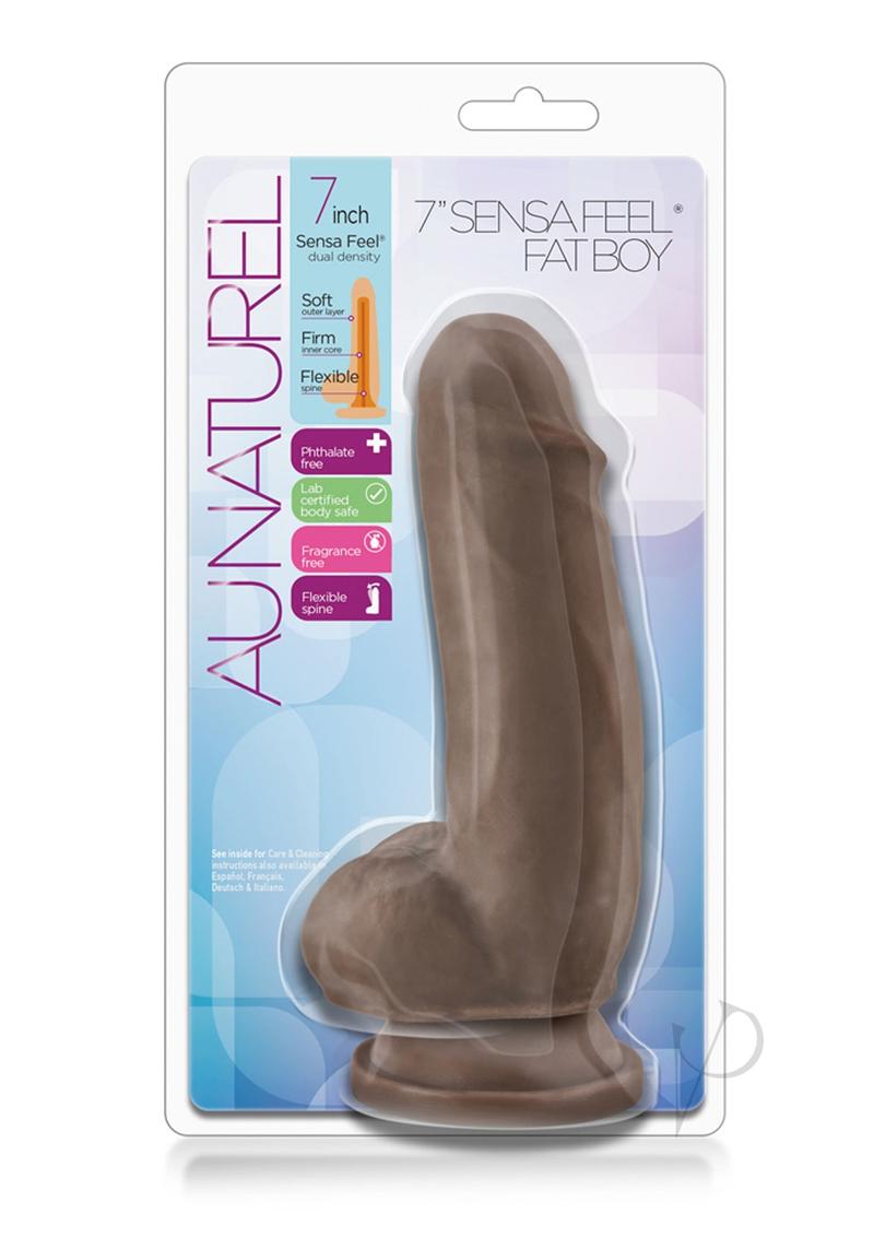 Au Naturel Sensa Feel Fat Boy Dildo 7 Inch Chocolate - Realistic Textured Adult Toy for Couples & Solo Play, Perfect for Spicing Up Your Bedroom or BDSM Scenes