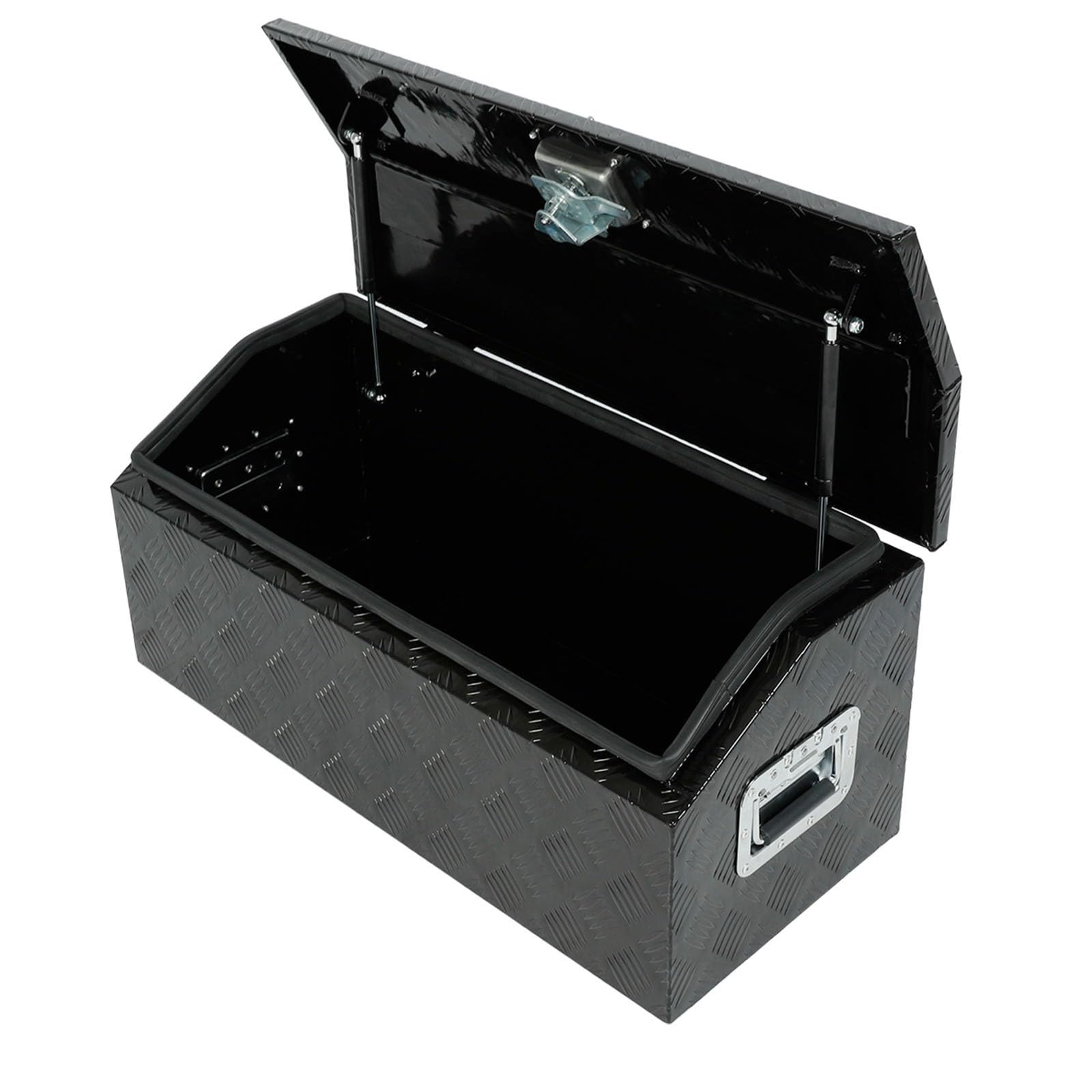 EASYBERG 30 Inch Aluminum Trailer Tongue Tool Box for Truck, Pickup, ATV, Flatbed & RV - Heavy Duty Storage Organizer with Dome Lid, Handle, Lock & 2 Keys (Black) - Perfect for Road Trips, Camping & Work Site Organization