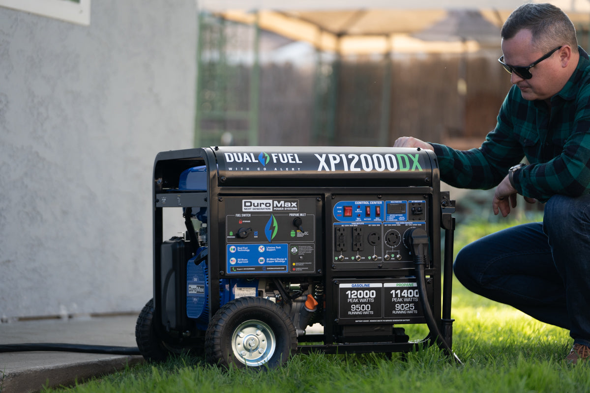 12,000W Dual Fuel Portable Generator with CO Alert - Reliable Backup Power for Home, Camping & Emergency Use
