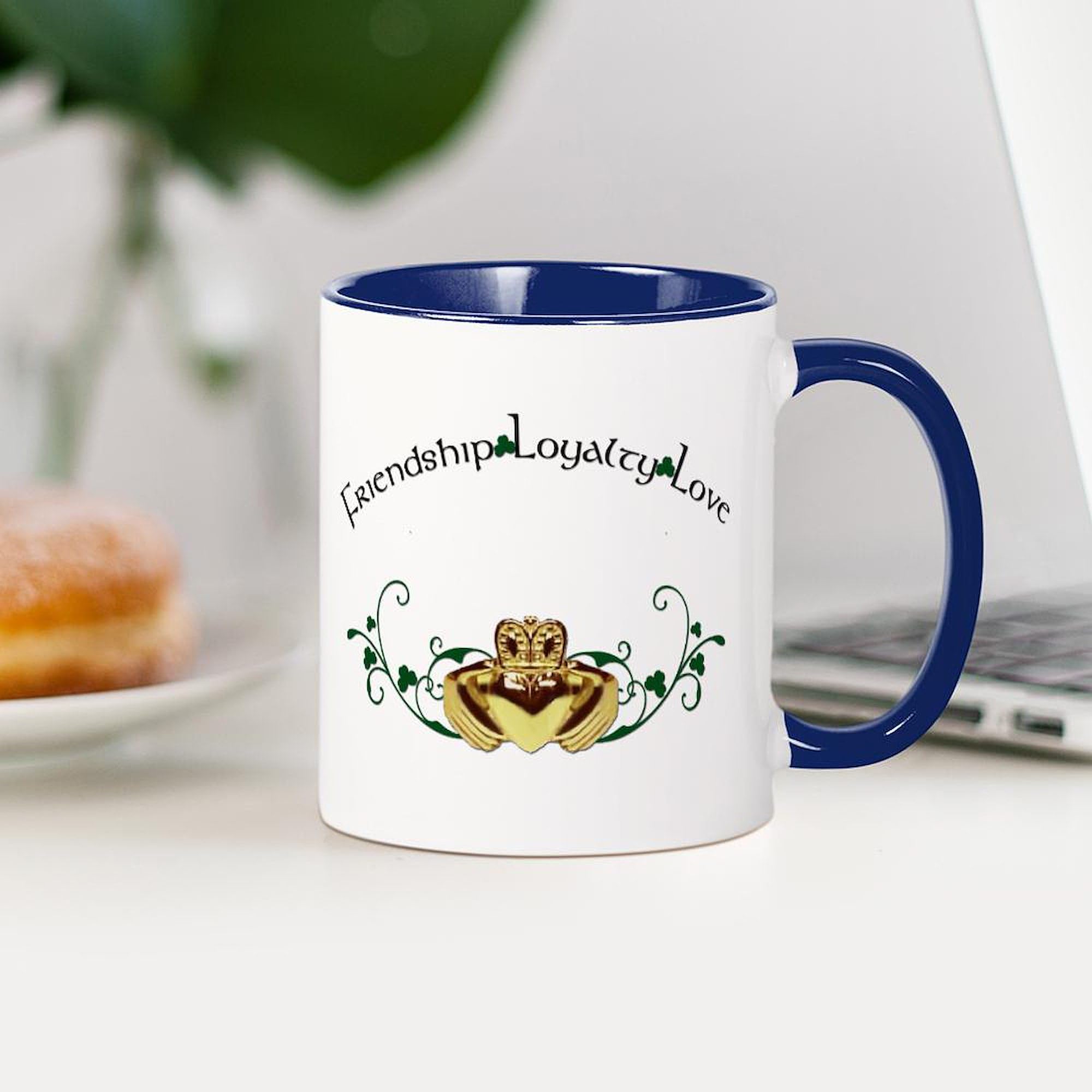 Irish Claddagh Ceramic Coffee Mug 11 oz (325 ml) - Perfect for St. Patrick's Day, Irish Themed Parties & Gifts - Ideal for Tea, Coffee & Hot Beverages