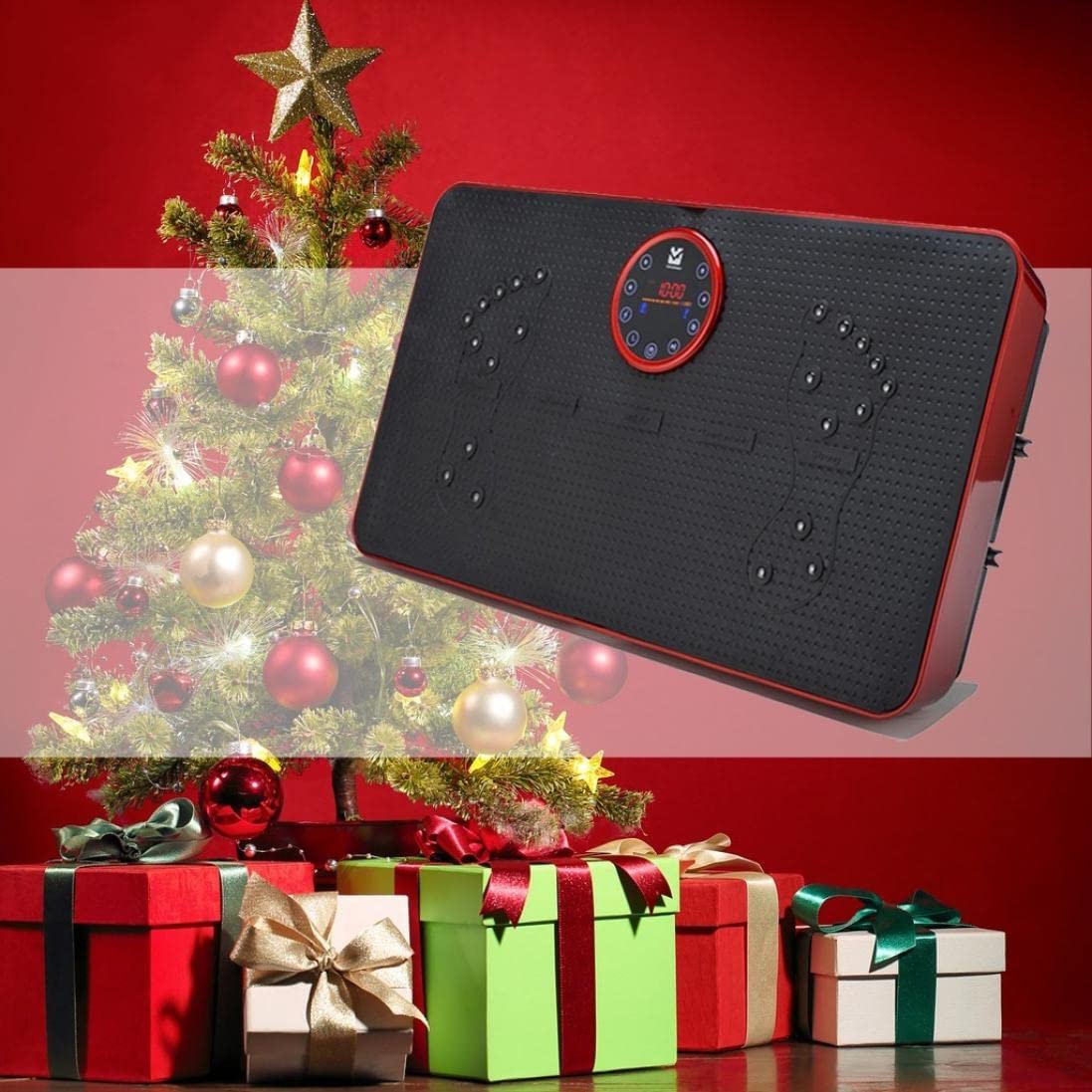 DSVF Waver Vibration Plate - Whole Body Vibration Platform for Home Gym & Travel Workout - 440lbs Weight Capacity with Resistance Bands - Ideal for Weight Loss, Muscle Toning & Recovery - Perfect for Home Fitness, Office Exercise & Physical Therapy (Red)