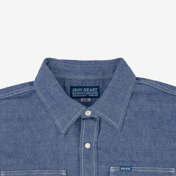 Iron Heart IHSH-13 10oz Selvedge Chambray Western Shirt - Premium Denim Work Shirt for Men in Classic Blue | Ranch Work, Casual Wear & Outdoor Adventures