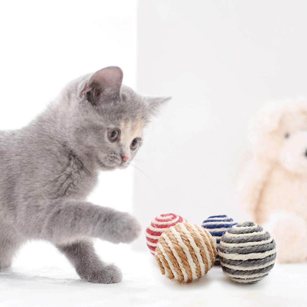 TEHAUX 7-Piece Sisal Ball Cat Toys Set - Natural Fiber Scratching & Teething Toys for Kittens, Rabbits, and Small Pets - Interactive Training Balls for Playtime, Exercise, and Stress Relief - Perfect for Indoor Play, Pet Training, and Dental Health