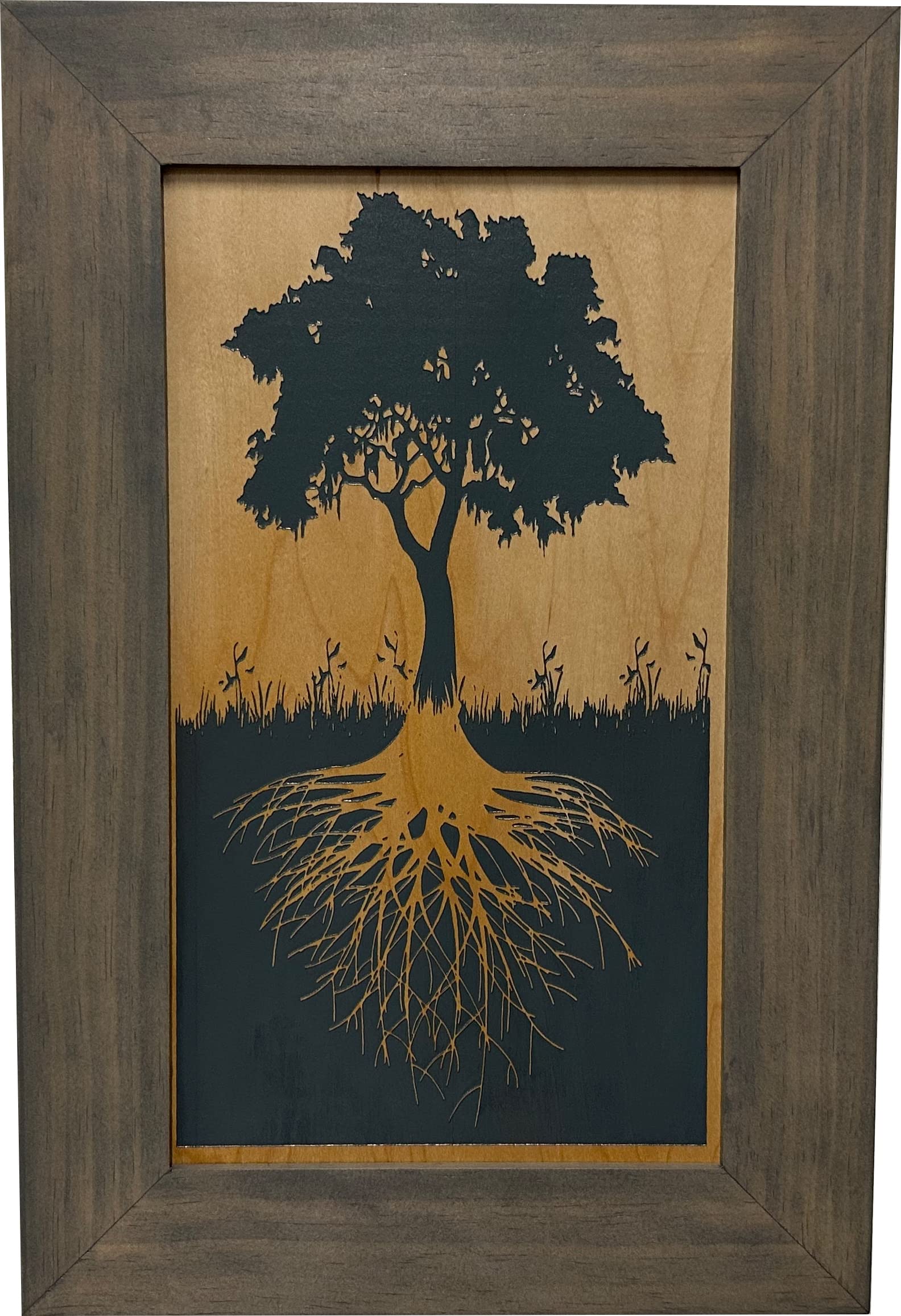 Bellewood Designs Hidden Gun Storage Cabinet with Tree of Life - Concealed Firearm Safe for Home & Office Security (Gray)