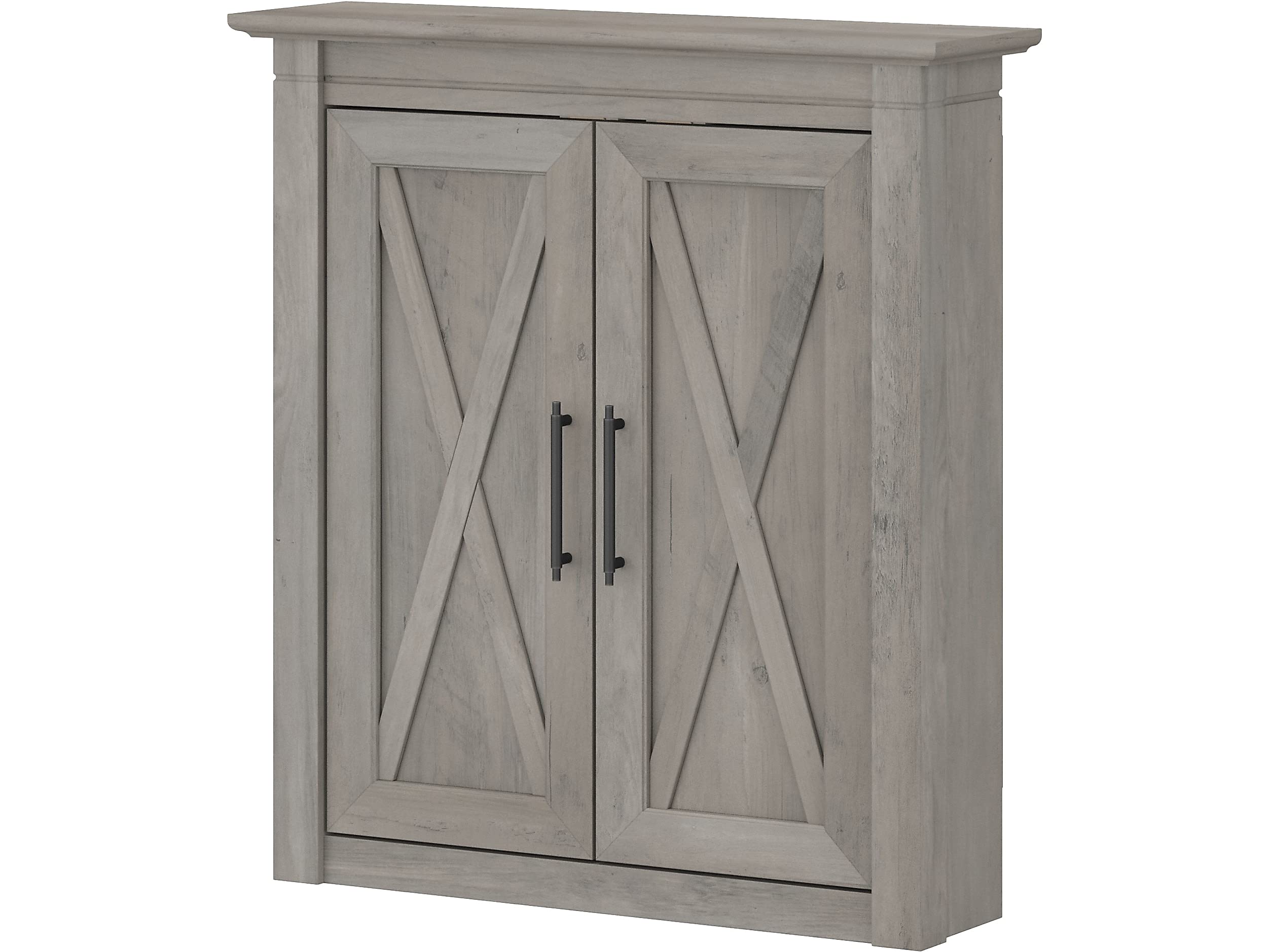Bush Furniture Key West Bathroom Wall Cabinet with Doors - Driftwood Gray | Space-Saving Storage for Towels, Toiletries & Bathroom Essentials