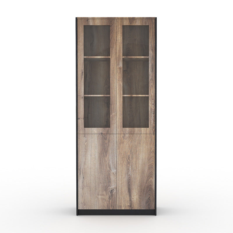 KELLEN 80cm 2 Door Display Cabinet in Warm Oak - Perfect for Living Room, Bedroom & Office Storage & Organization