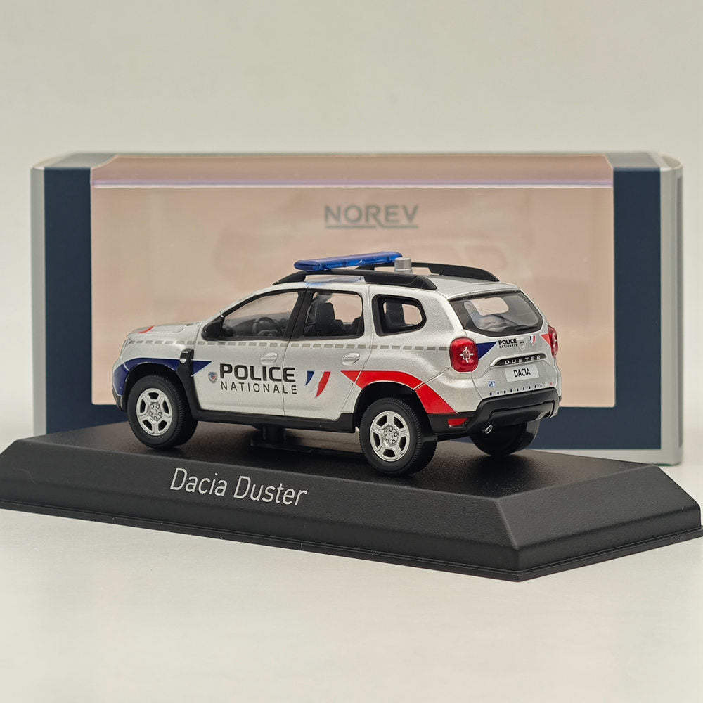 1/43 Scale Norev Dacia Duster Police Nationale 2021 Silver Diecast Model Car - Limited Edition Collectible for Display & Gifting