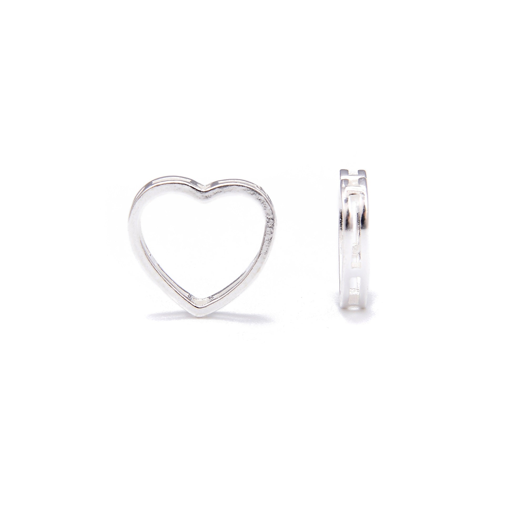 925 Sterling Silver Hollow Heart Beads - 12mm Size (6pcs/Bag) - Perfect for DIY Jewelry Making, Bracelets & Necklaces