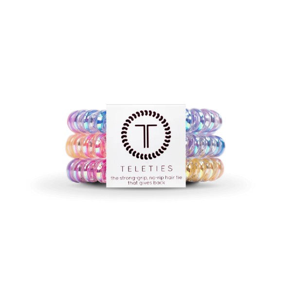 Teleties Small Hair Ties - 3 Pack No Damage Hair Elastics for Women & Girls | Perfect for Ponytails, Braids & Everyday Hairstyles