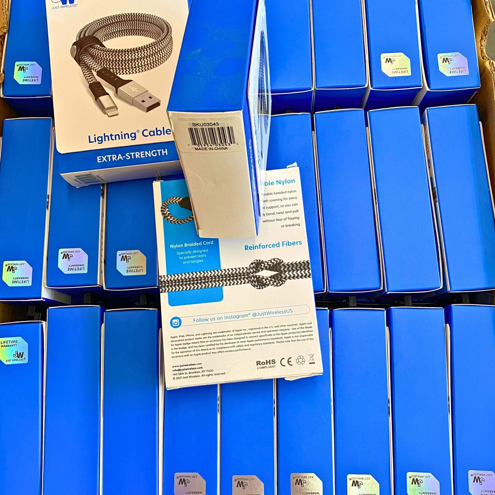 Just Wireless Extra Strength Lightning Cable 6Ft (50 Pcs Bulk Pack) - Durable Charging Cord for iPhone, iPad & Apple Devices | Perfect for Home, Office & Travel Use