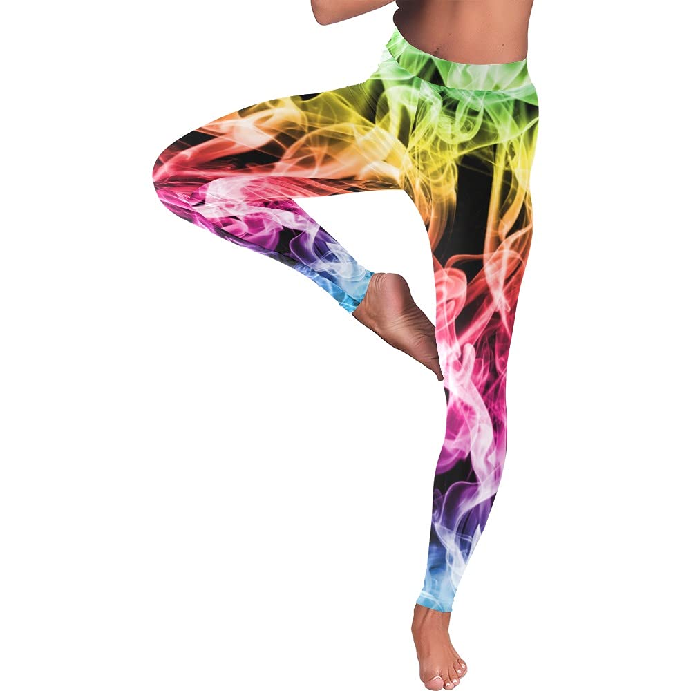 Artsadd Women's High Waisted Cow Print Yoga Pants - 7/8 Length Compression Leggings for Running, Workout & Tummy Control | Soft Stretchy Capris for Gym, Lounge & Everyday Wear