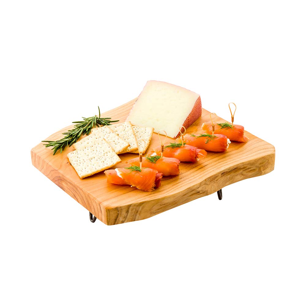 Rustic Wood Cake Stand with 3-Legged Slab Design - 11.5 x 11.1 x 1 Inch Durable Footed Serving Tray | Shatterproof Appetizer Display for Weddings, Parties & Dessert Tables | Perfect for Hors d'oeuvres, Cakes & Charcuterie Boards