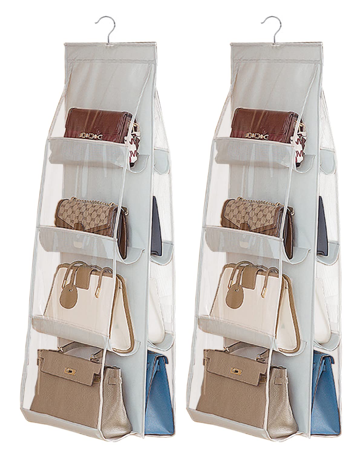 AARAINBOW 2-Pack Hanging Handbag Organizer for Closet - 8-Pocket Space Saving Purse Storage with 45.7