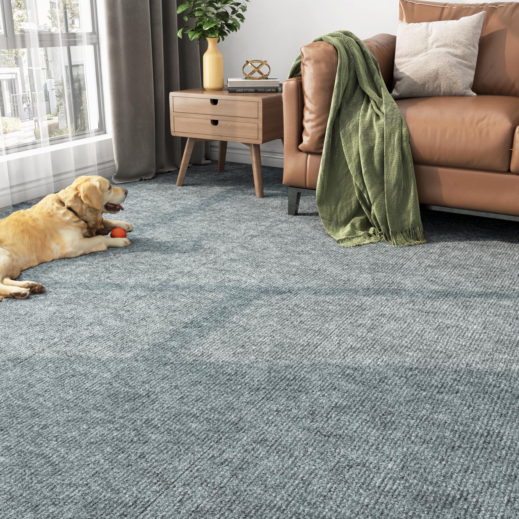 30 Pack Self-Adhesive Carpet Floor Tiles - 12