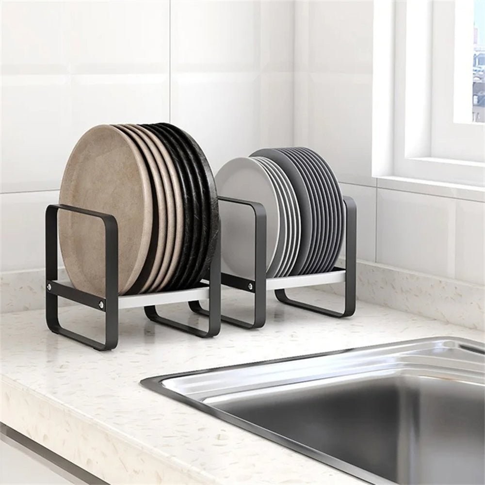 Milo Dish Drying Rack - Stainless Steel Kitchen Organizer for Plates, Bowls & Utensils - Space Saving Countertop Storage Solution for Small Kitchens, Apartments & Dorm Rooms