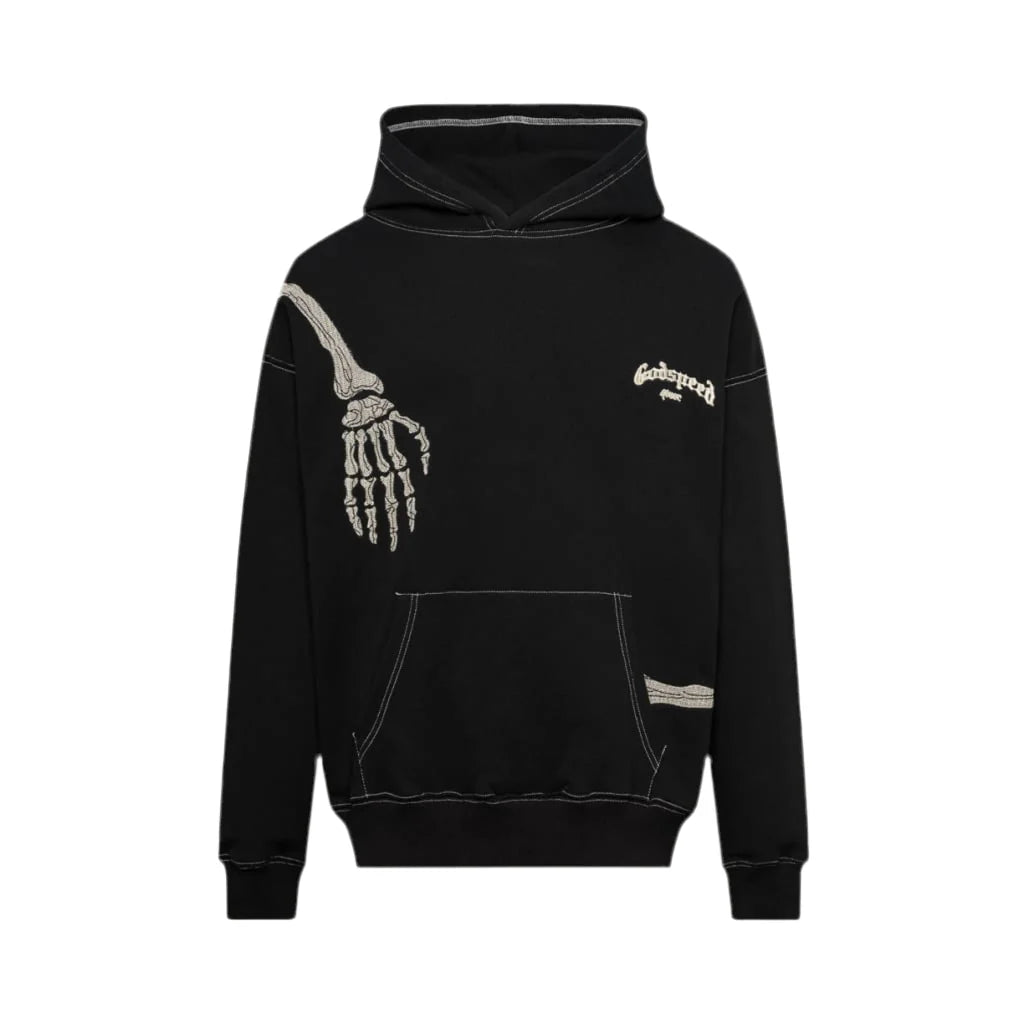 GODSPEED R.O.D White Stitch Hoodie - Black Men's Streetwear Pullover Sweatshirt | Urban Fashion for Casual Wear & Street Style