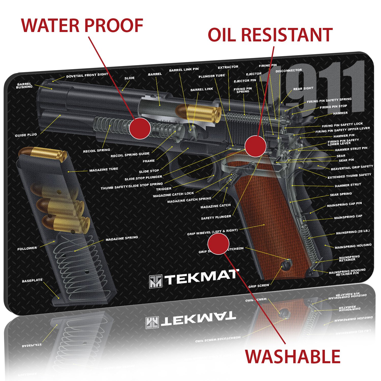 **TekMat Gun Cleaning Mat for 1911 Pistols - Non-Slip, Durable Work Surface for Firearm Maintenance & Cleaning | Perfect for Gunsmiths, Shooters & Gun Enthusiasts**