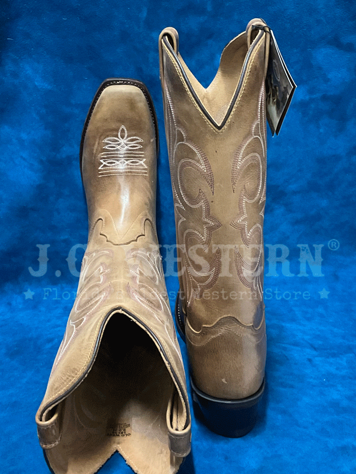 Old West 18138 Women's Square Toe Western Boots - Tan Cowboy Boots for Country Dancing & Rodeo Events