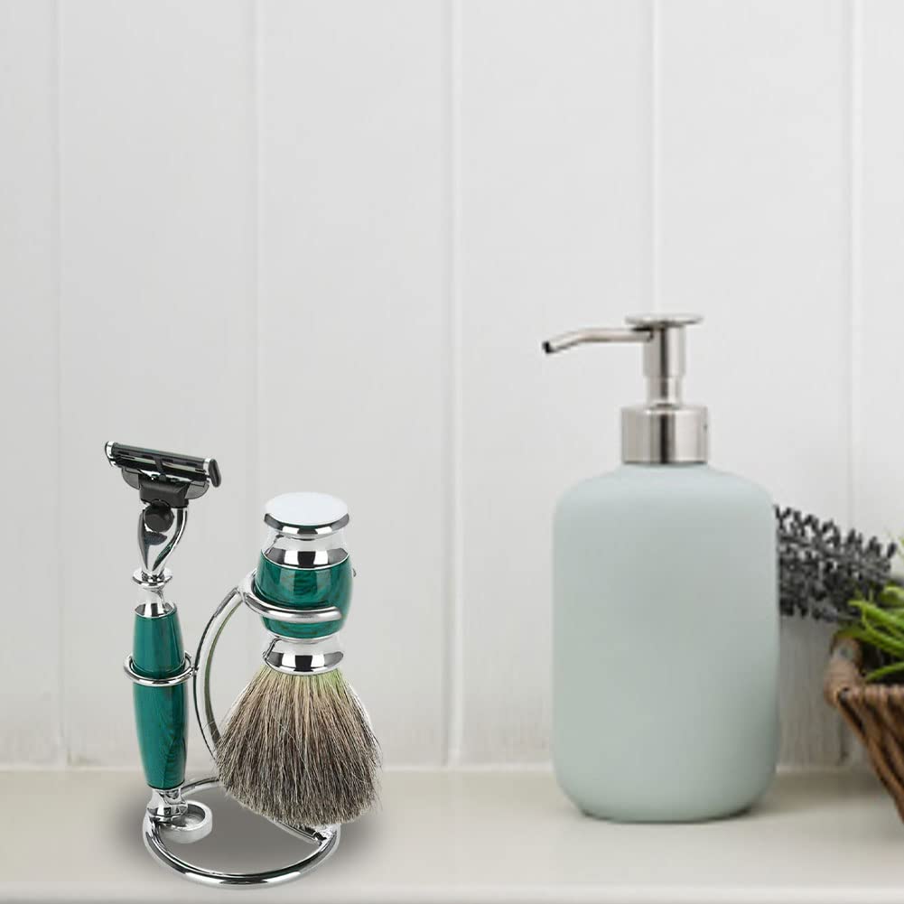 Zinc Alloy Shaving Stand - Safety Razor & Brush Holder for Bathroom Storage (Silver)