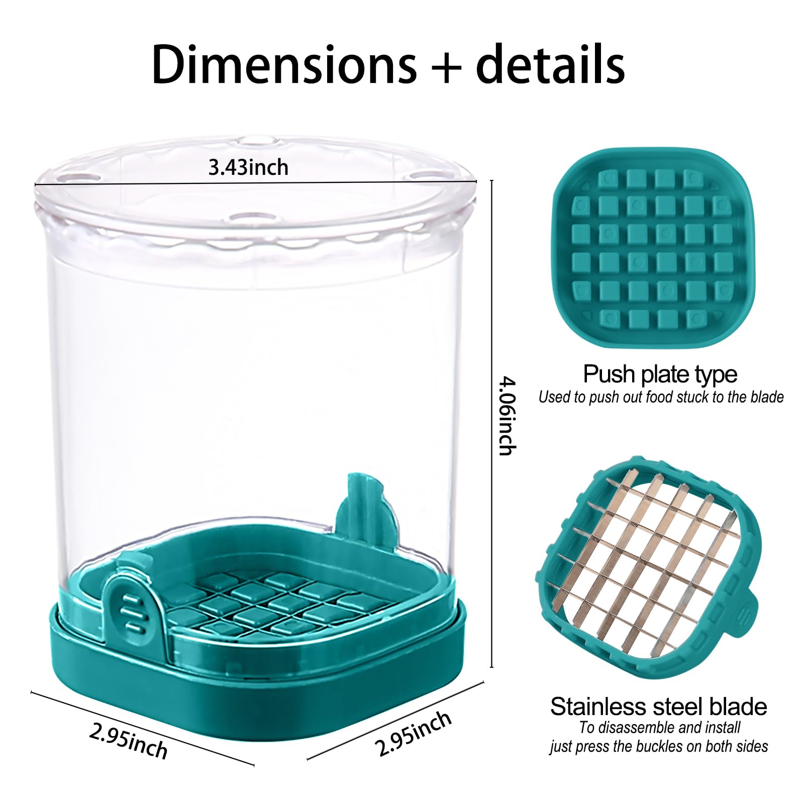 Fruit and Vegetable Chopper Cup - Multi-Functional Dicer with Push Plate - Detachable Cutter for Fast Slicing - Kitchen Gadget & Home Essential (Dark Blue) - Perfect for Meal Prep, Salads, Baby Food, and Quick Snacks