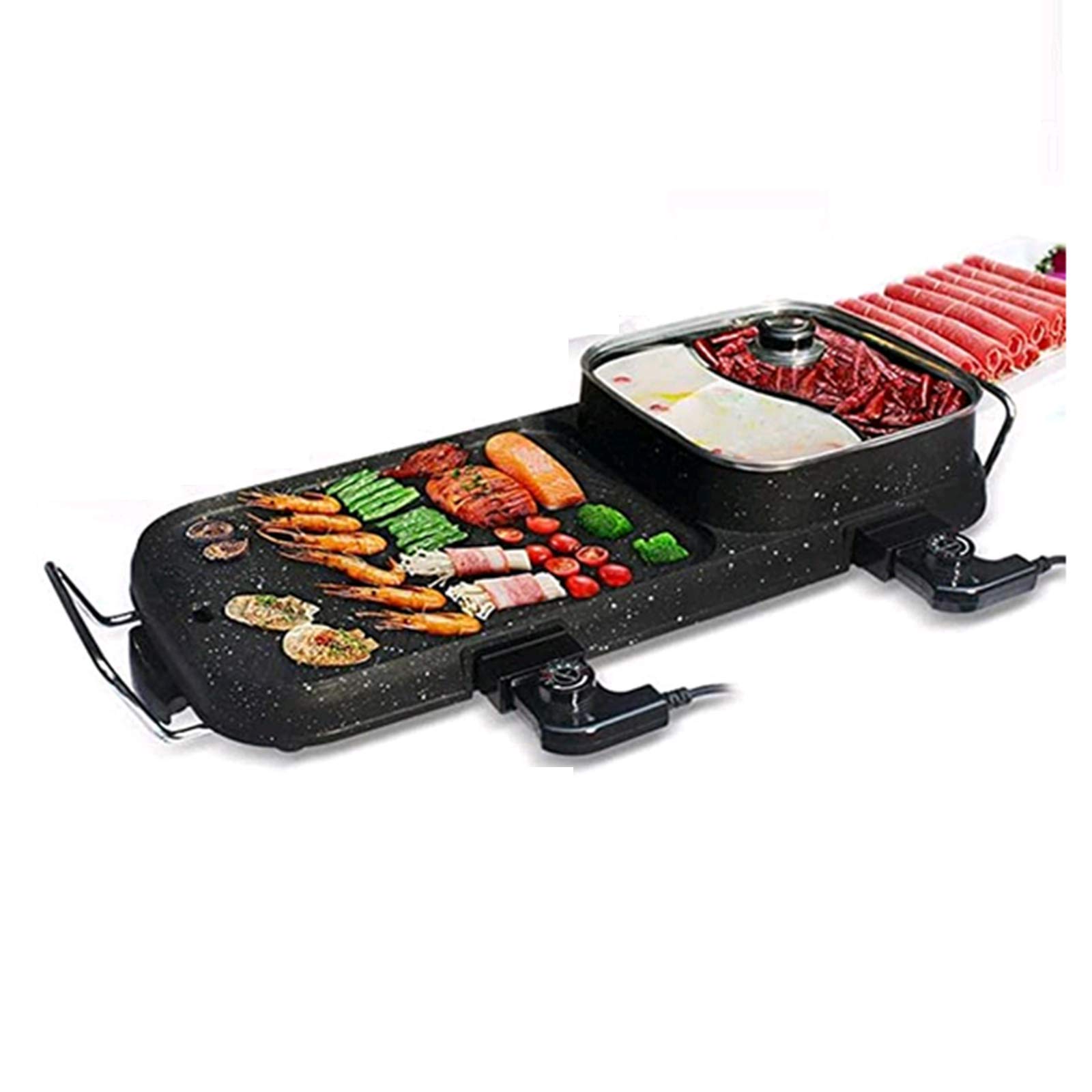 FCXBQ 2200W Electric Grill & Hot Pot - Multi-Function Korean Style Barbecue & Maifan Stone Cooker, Energy Class A - Perfect for Family Gatherings, Indoor Picnics & Asian Cuisine Cooking